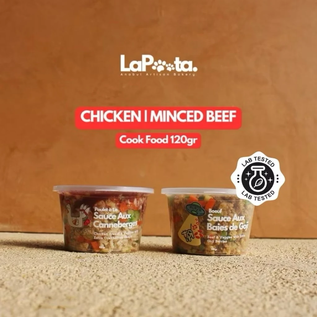 LaPoota Fresh Cooked Food 120 gram varian Chicken Cranberry dan Minced Beef Goji Berry