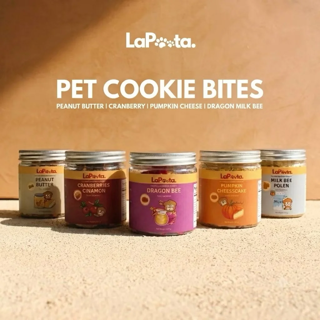 LaPoota Pet Cookie Bites dengan lima varian rasa